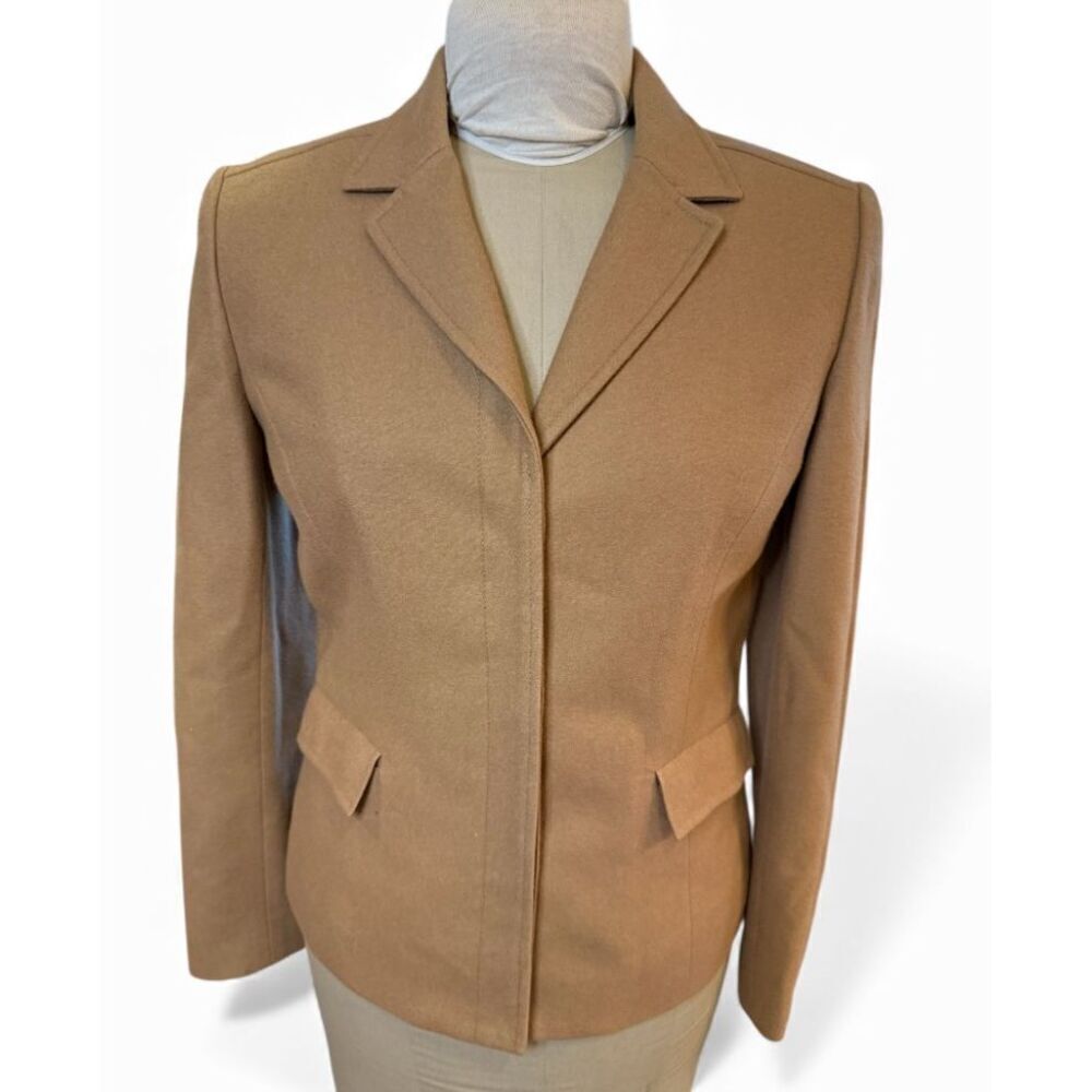 Ann Taylor Wool Blazer Sz. 6 Camel Hidden Buttons Academic Professional